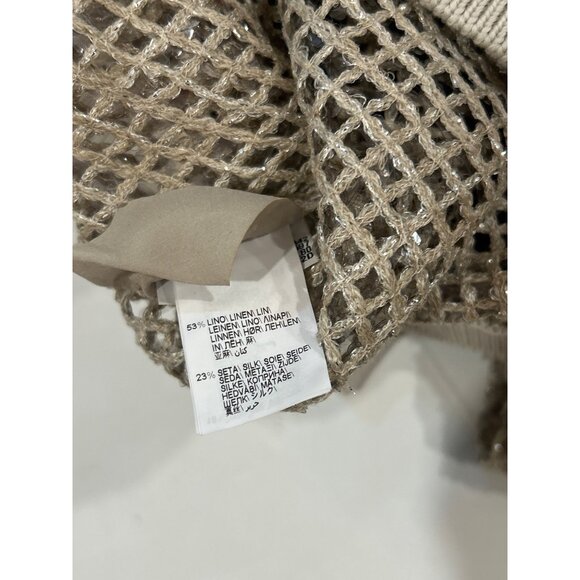 BRUNELLO CUCINELLI Metallic Finish Open Knit Sweater Gray Size Medium $6,600 NWT - Picture 9 of 10